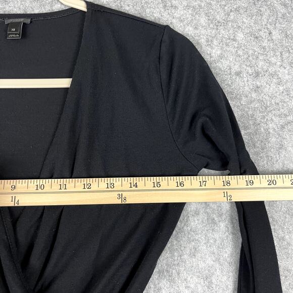 J Crew Bodysuit Womens XS Black Surplice Wrap Long Sleeve Modal Blend Stretchy - Picture 6 of 13